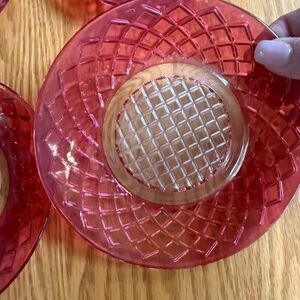 Set of 4 Vintage Plates Imperial Depression Glass Diamond Quilted 6 1/4”